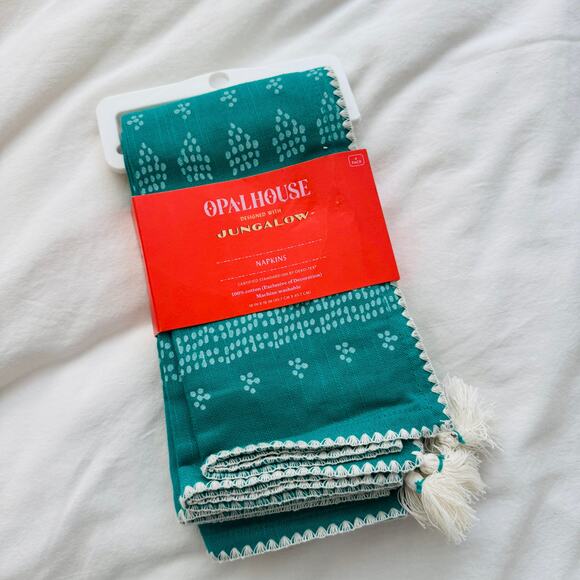 Opalhouse x Jungalow Cotton Tassel Napkins Set of 4 Teal Boho NWT - Picture 6 of 6